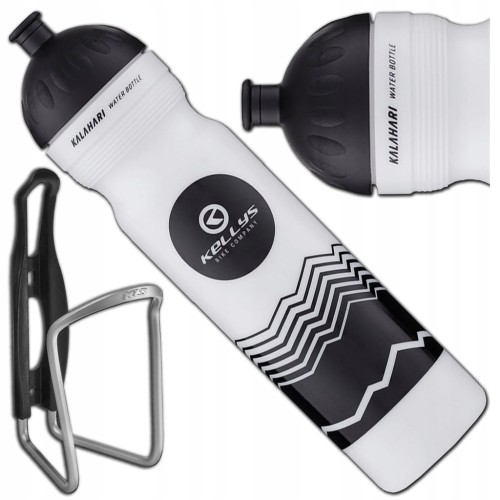 ZESTAW BIDON ROWEROWY KELLYS KALAHARI BIAŁY 1000 ml / 1 litr + KOSZYK