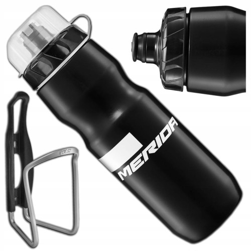 ZESTAW BIDON ROWEROWY MERIDA BT-MD150 CZARNY Z POKRYWKĄ 800 ml + KOSZYK