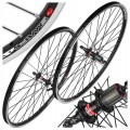 KOŁA ROWEROWE PRZÓD + TYŁ STARS 27,5" 584x19 NOVATEC CZARNE KASETA V-BRAKE