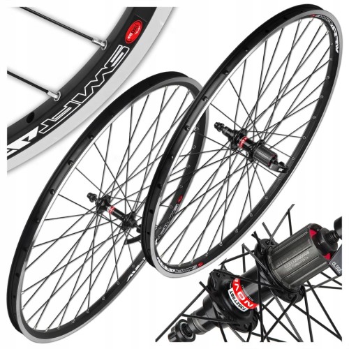 KOŁA ROWEROWE PRZÓD + TYŁ STARS 27,5" 584x19 NOVATEC CZARNE KASETA V-BRAKE