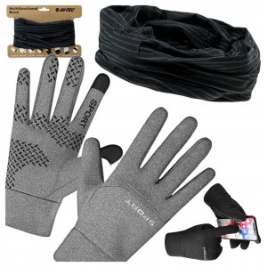 RĘKAWICZKI SPORTOWE BQ69A CIEPŁE ZIMOWE DOTYKOWE DO SMARTFONA + KOMIN TEMI