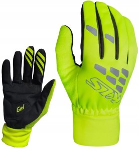 RĘKAWICZKI ROWEROWE ZIMOWE KELLYS BEAMER NEON ŻÓŁTE OCIEPLANE DOTYKOWE / S