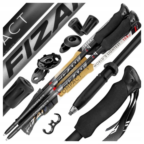 KIJE TREKKINGOWE FIZAN COMPACT GREY SZARE 59-132 cm NAJLŻEJSZE W GÓRY