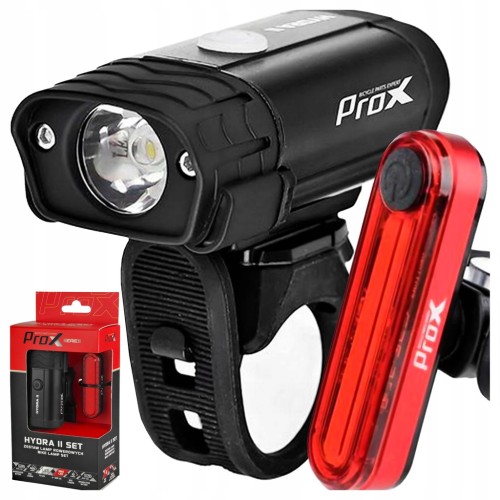 ZESTAW KOMPLET LAMPKI ROWEROWE PROX HYDRA II 400 + 10 lm LED GoPro USB-C