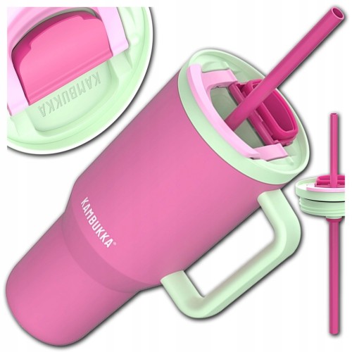 KUBEK TERMICZNY BUTELKA TERMOS ZE SŁOMKĄ I UCHWYTEM KAMBUKKA RIO 950 ml