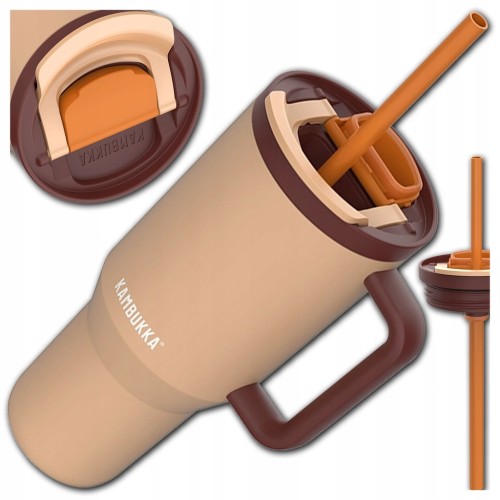 KUBEK TERMICZNY BUTELKA TERMOS ZE SŁOMKĄ I UCHWYTEM KAMBUKKA RIO 950 ml