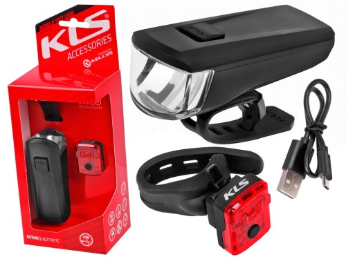 ZESTAW LAMPKI ROWEROWE KELLYS NOBLE 2 TRYBY LED ŁADOWANE USB 80 / 5 lm