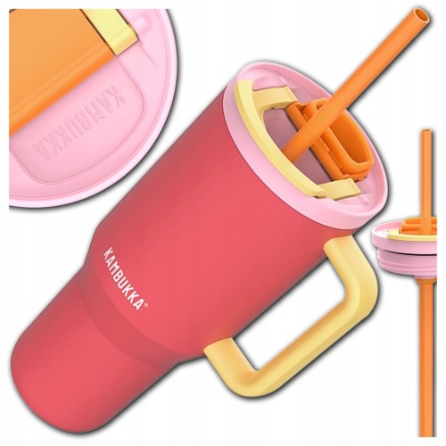 KUBEK TERMICZNY BUTELKA TERMOS ZE SŁOMKĄ I UCHWYTEM KAMBUKKA RIO 950 ml