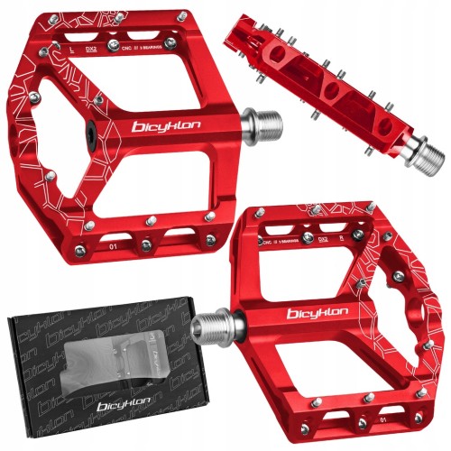 PEDAŁY ROWEROWE BICYKLON DX2 CNC PLATFORMOWE 3 ŁOŻYSKA MASZYNOWE CZERWONE