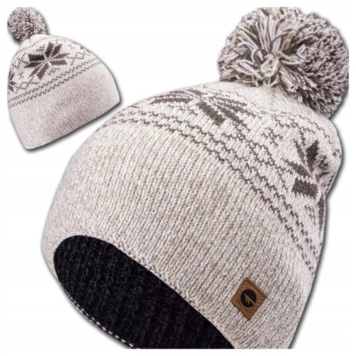 CZAPKA ZIMOWA HI-TEC PASCAL MĘSKA DAMSKA BEANIE Z POMPONEM OCIEPLANA POLAR