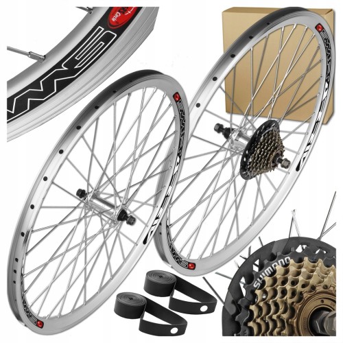 KOŁA ROWEROWE STARS 26'' 559x19 JOYTECH V-BRAKE Z WOLNOBIEGIEM SREBRNE