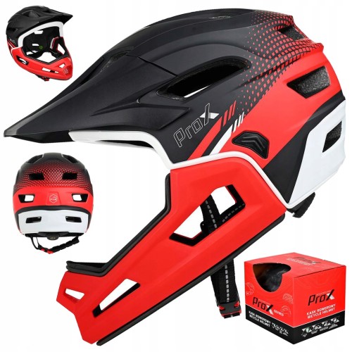 KASK ROWEROWY PROX CAGE II FULL FACE Z ODPINANĄ GARDĄ CZERWONY 57-62 cm / L