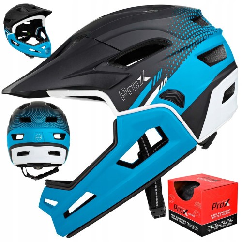 KASK ROWEROWY PROX CAGE II FULL FACE Z ODPINANĄ GARDĄ NIEBIESKI 57-62 cm L