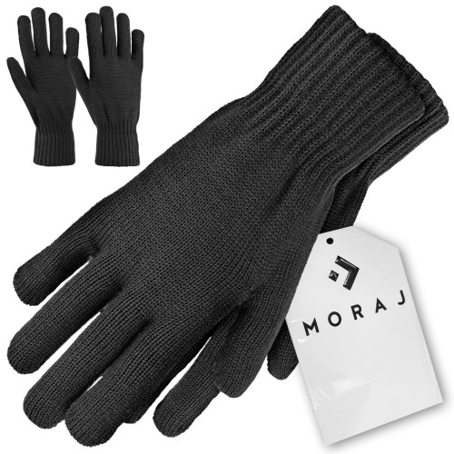 RĘKAWICZKI MĘSKIE MORAJ KLASYCZNE CIEPŁE PRZEJŚCIOWE CZARNE UNIWERSALNE