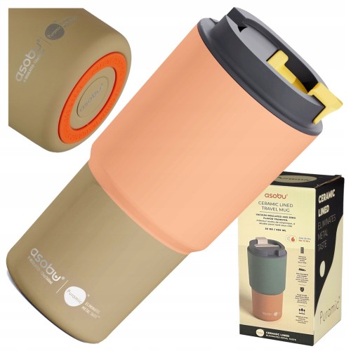KUBEK TERMICZNY ASOBU PICK ME UP PEACH DO SAMOCHODU SZKOŁY NA KAWĘ 650 ml