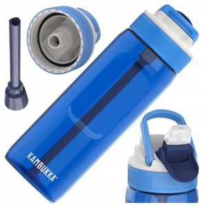 BUTELKA BIDON NA WODĘ KAMBUKKA LAGOON NIEBIESKA ZE SŁOMKĄ I USTNIKIEM 750ml