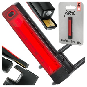 TYLNA LAMPKA ROWEROWA KNOG PLUS Z KLIPSEM 5 TRYBÓW ŁADOWANA USB 20 lm