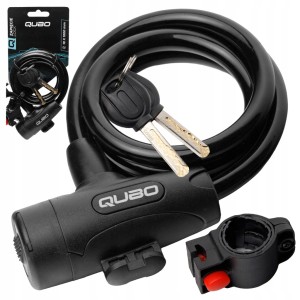 ZAPIĘCIE ZABEZPIECZENIE ROWEROWE LINKA NA KLUCZYK QUBO 10x1000 mm + UCHWYT