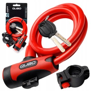 ZAPIĘCIE ZABEZPIECZENIE ROWEROWE LINKA NA KLUCZYK QUBO 10x1000 mm + UCHWYT