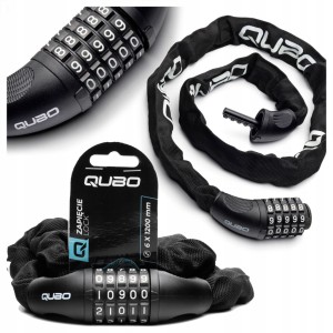 ZAPIĘCIE ZABEZPIECZENIE ROWEROWE ŁAŃCUCH NA SZYFR KOD QUBO 6x1200 mm