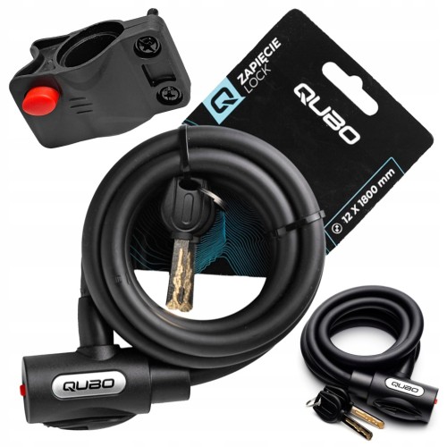 ZAPIĘCIE ZABEZPIECZENIE ROWEROWE DŁUGA LINKA QUBO 12x1800 mm + UCHWYT