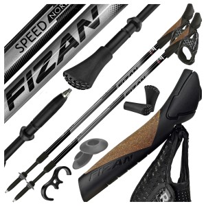 LEKKIE KIJKI KIJE NORDIC WALKING FIZAN SPEED BLACK REGULOWANE DO CHODZENIA