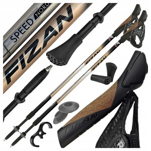 LEKKIE KIJKI KIJE NORDIC WALKING FIZAN BEIGE BEŻOWE REGULOWANE DO CHODZENIA