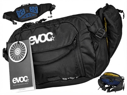 NERKA TORBA SASZETKA BIODROWA ROWEROWA EVOC HIP PACK 3 l BLACK CZARNA
