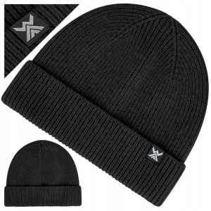 CZAPKA ZIMOWA WOOLCANO 100% WEŁNA MERINO HAT0440 CZARNA CIEPŁA ODDYCHAJĄCA