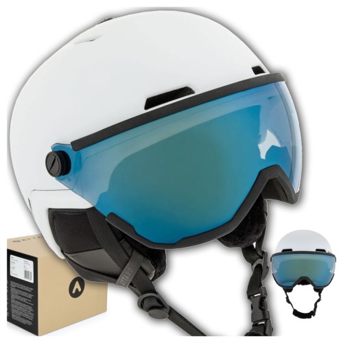 KASK NARCIARSKI ATTABO Avens 2.0 VISOR Z PRZYŁBICĄ SZYBĄ S2 BIAŁY 55-58 cm