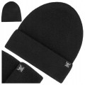 CZAPKA ZIMOWA WOOLCANO WEŁNA MERINO HAT1037 CZARNA CIEPŁA ODDYCHAJĄCA
