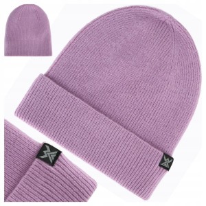 CZAPKA ZIMOWA WOOLCANO WEŁNA MERINO HAT1037 FIOLETOWA CIEPŁA ODDYCHAJĄCA