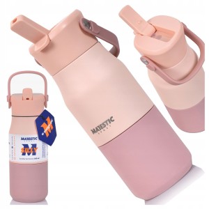 BIDON BUTELKA TERMICZNA MAJESTIC SPORT Silly RÓŻOWA ZE SŁOMKĄ DO SZKOŁY