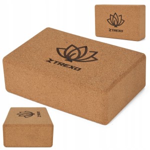 KOSTKA DO JOGI PILATES XTREXO KORKOWA NATURALNA STABILNA 22x14x7 cm
