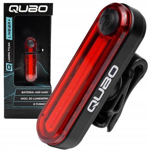 TYLNA LAMPKA ROWEROWA QUBO LINEAR+ LED 6 TRYBÓW 30 lm 400 mAh ŁADOWANA USB
