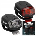 ZESTAW MINI LAMPKI ROWEROWE QUBO 2xLED 3 TRYBY SILIKONOWE POZYCYJNE CZARNE