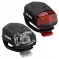 ZESTAW MINI LAMPKI ROWEROWE QUBO 2xLED 3 TRYBY SILIKONOWE POZYCYJNE CZARNE