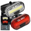 ZESTAW LAMPKI ROWEROWE QUBO COB LED 2 TRYBY NA BATERIE POZYCYJNE CZARNE