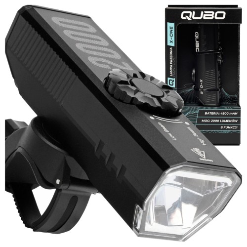 PRZEDNIA LAMPKA ROWEROWA QUBO X-ONE 2000 lm 8 FUNKCJI 4500 mAh ŁADOWANA USB