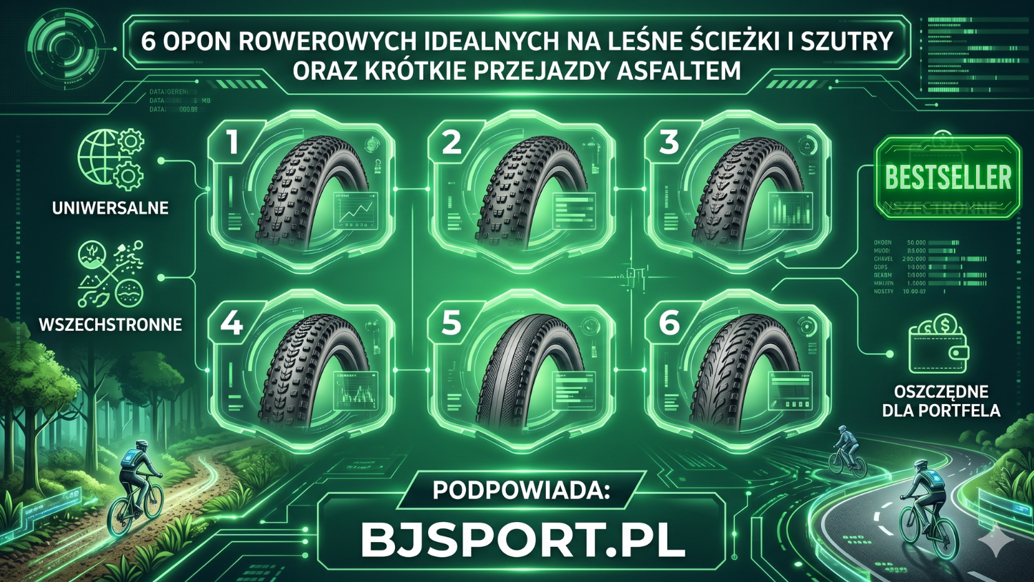 6 opon rowerowych idealnych na leśne ścieżki i szutry oraz krótkie przejazdy asfaltem. Uniwersalne, wszechstronne i oszczędne dla portfela. Podpowiada BJSPORT.PL